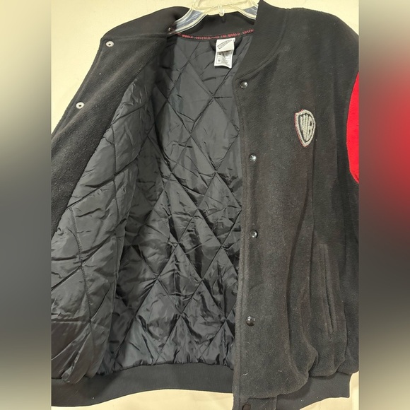 Rare VTG WARNER BROS. Studios Entertaining The World Fleece Varsity Jacket M - Picture 5 of 7